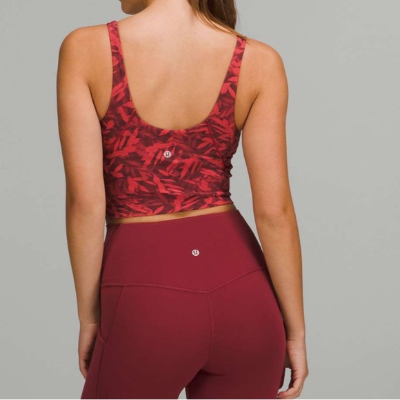 Lululemon Align Cropped Tank Top Spray Leaf Fireside Red Multi Size 2 - Picture 4 of 11